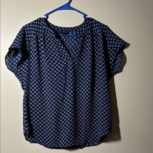 Banana Republic Navy Blue Patterned Women's Top